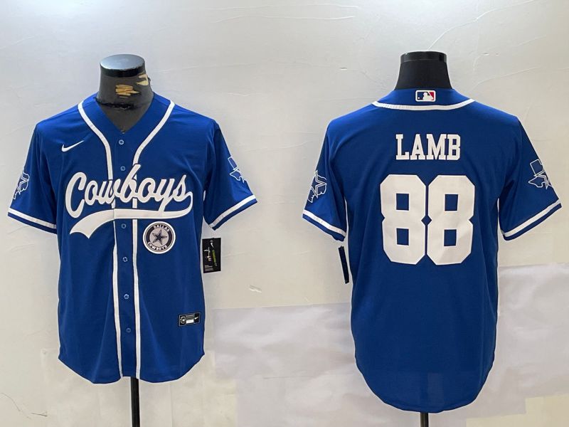 Men Dallas Cowboys 88 Lamb Blue Joint Name 2024 Nike Limited NFL Jersey style 930